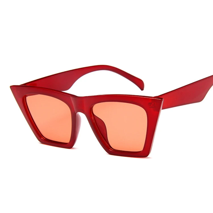 Модные женские солнцезащитные очки кошачий глаз, брендовые дизайнерские роскошные солнцезащитные очки для женщин, квадратные негабаритные Оттенки для женщин - Цвет линз: Красный