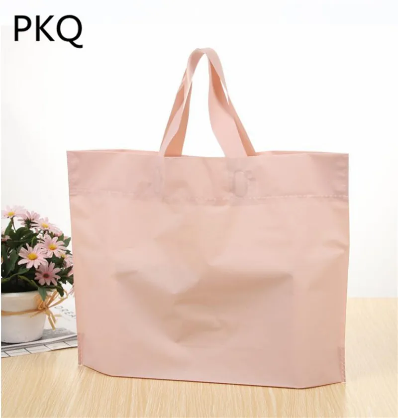 4 sizes large Pink plastic bag clothing gift shopping bag, handbag plastic gift bag with handle ...