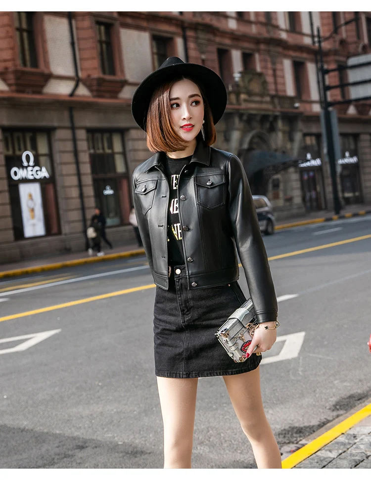 SWREDMI повседневная женская кожаная куртка весенняя и осенняя Верхняя одежда черная кожаная одежда XS-2XL английский стиль кожаное пальто для девочек