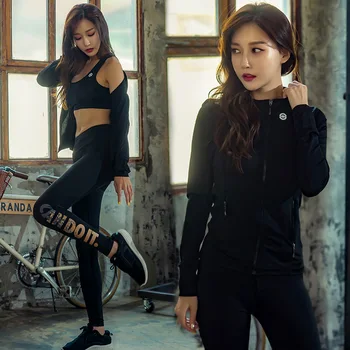 

Women's Yoga sets autumn sports suit three-piece yoga jogging higher elastic clothes Running Fitness Clothes Workout Tracksuit