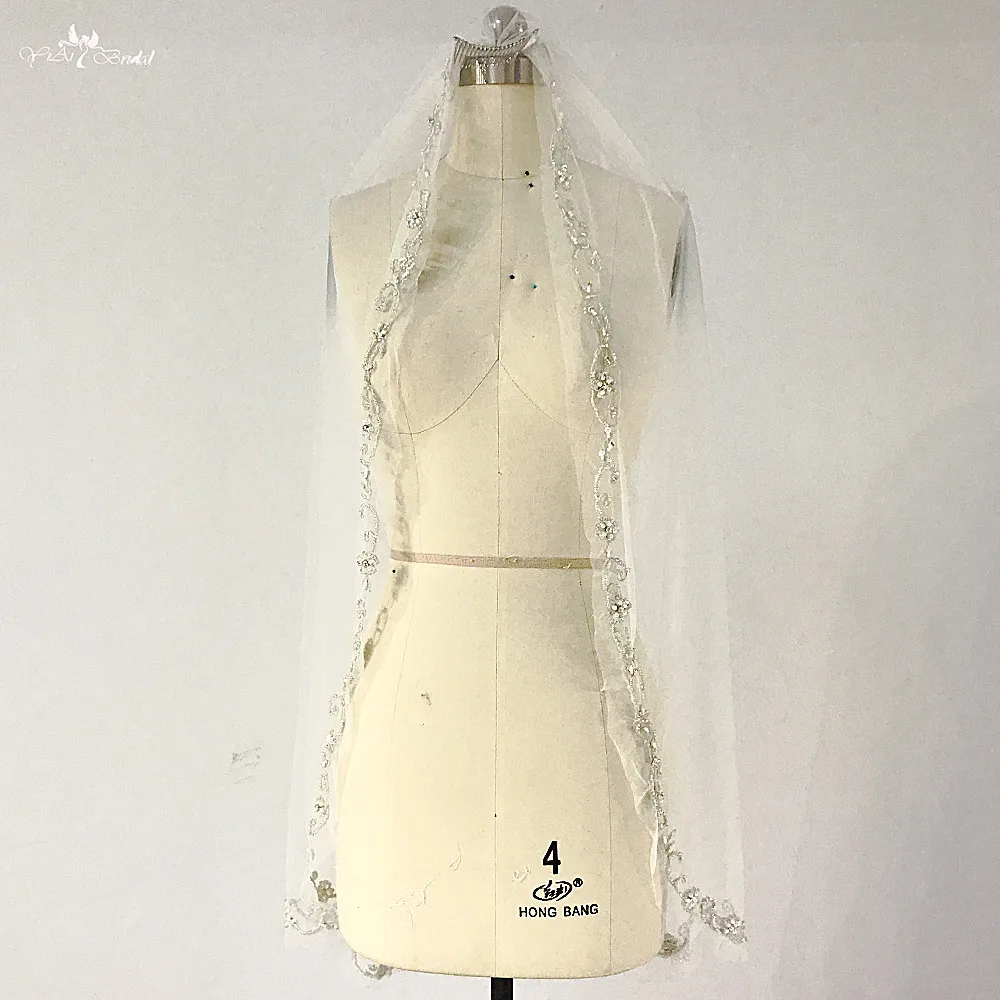 

RSV128 Silver Embroidery Bridal Duvak Accesorios Mujer Velo Wedding Veil Short With Comb