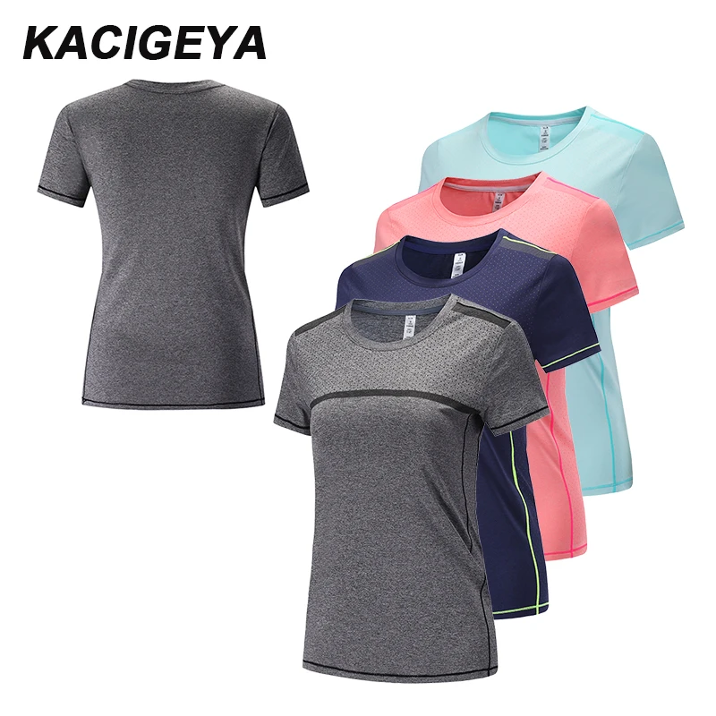 Летняя футболка для спортзала, женские свободные топы для йоги, спортивные рубашки для фитнеса, женские футболки для бега, тренировок, пробежек