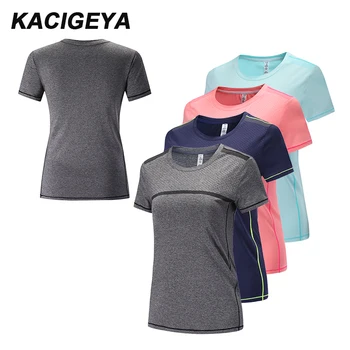 

Summer Gym Tshirt Women Loose Yoga Tops Sports Shirts Fitness Women Dry Fit Running Workout Exercises Jogging Women Shirts