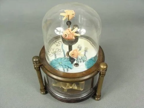 Свадебные украшения китайская старая медь ручной работы три маленькие часы в форме рыбы часы
