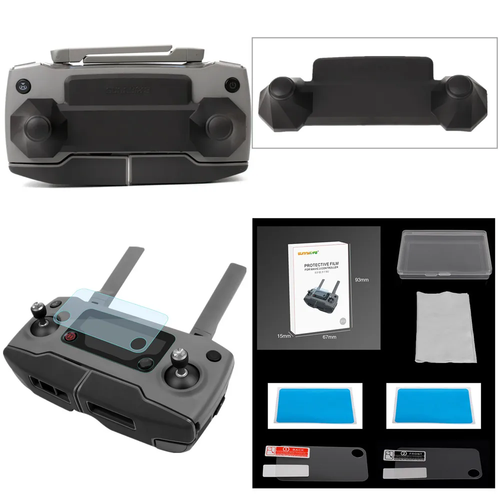 Remote Controller Joystick Protector+2pcs Remote Controller Skin Protector Screen Protective Film for DJI MAVIC 2 PRO & ZOOM