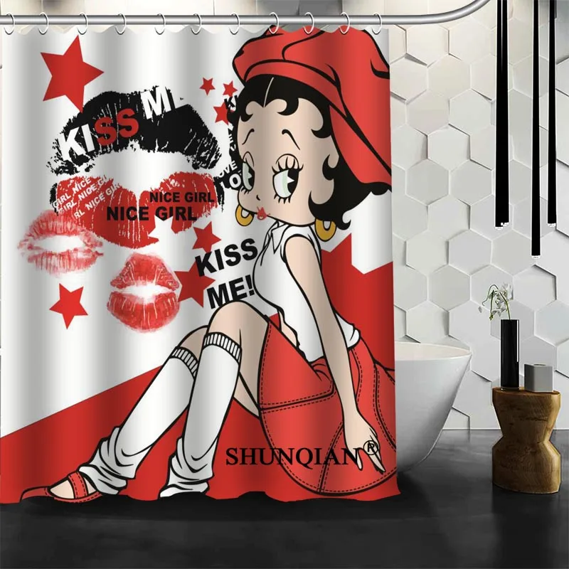 Новое поступление Betty Boop занавеска для душа Полиэстеровая печать на ткани занавеска для ванной комнаты водонепроницаемые изделия для ванной комнаты с крюком - Цвет: 20