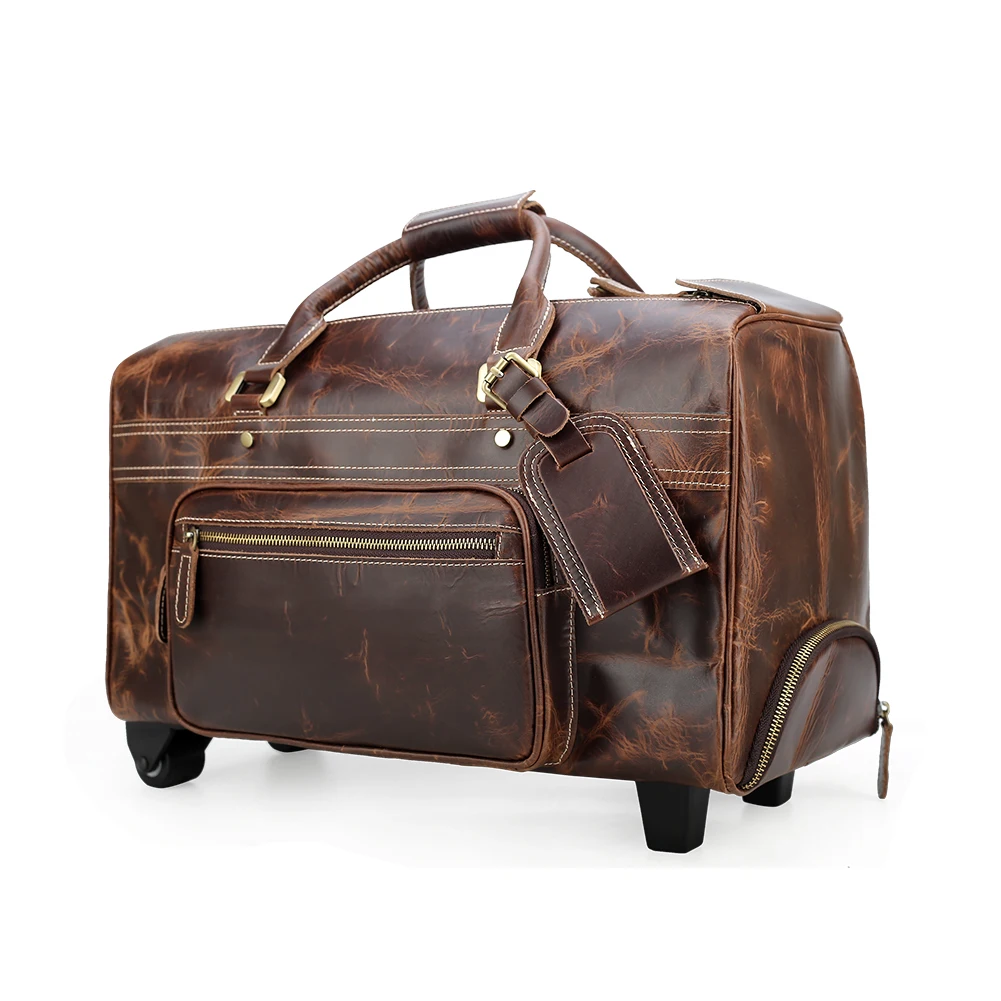 Tiding новая кожаная мужская дорожная сумка большой емкости сумка на колесиках масляная Кожаная компактная сумка для поездки 6637