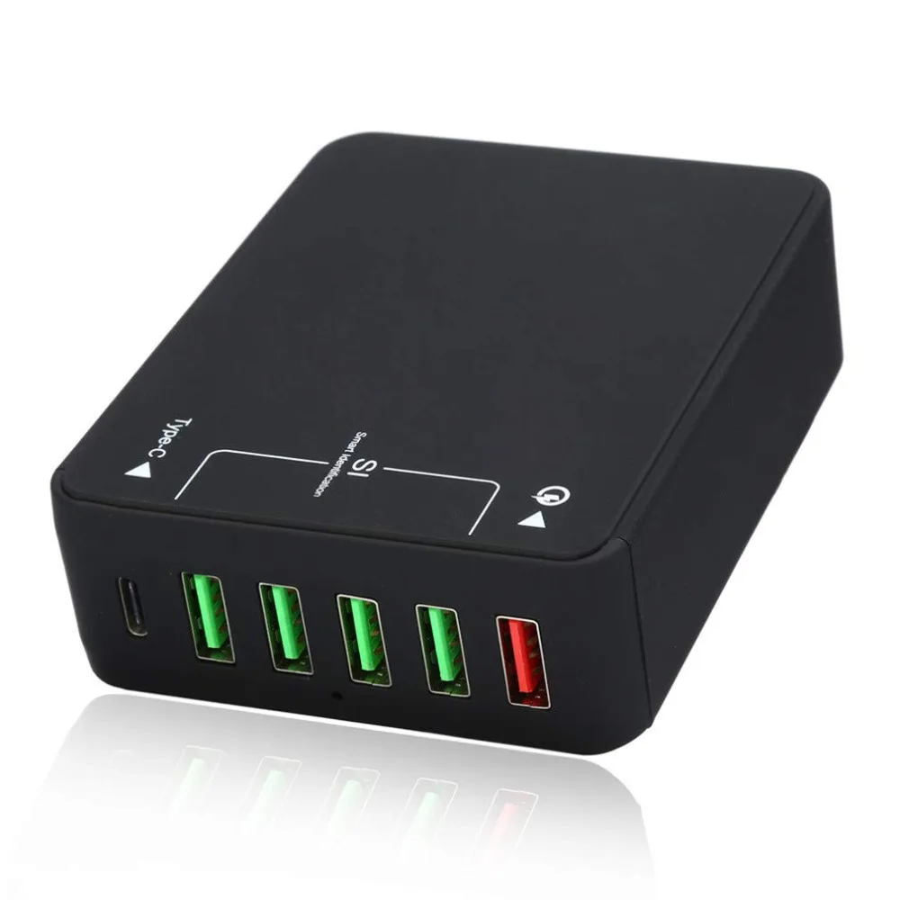 Зарядное устройство USB 60 Вт настольное зарядное QC 3 0 Type C: 6 портовая зарядная