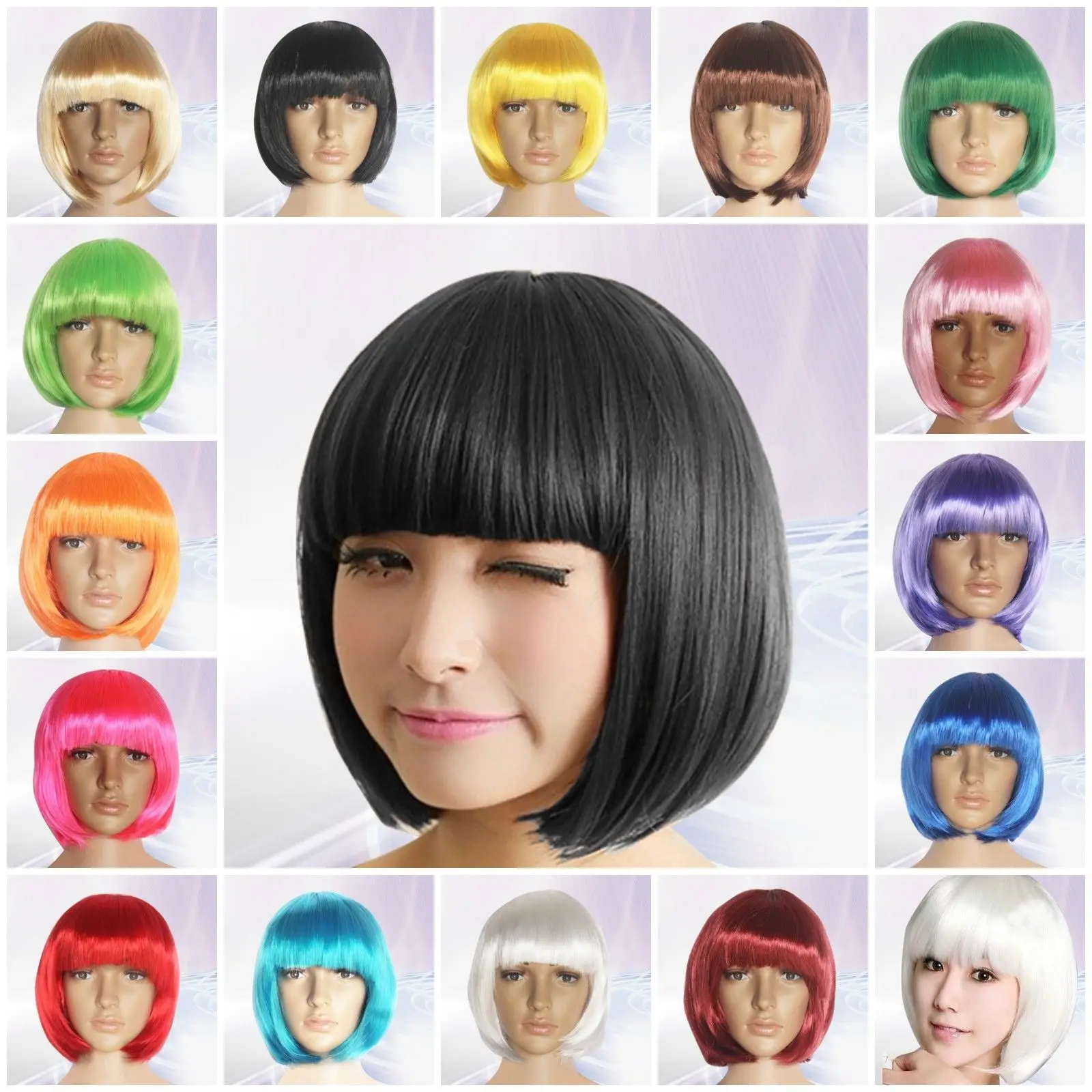 

Color Wig Fashion New Women Lady Short Straight Hair Full Wigs Cosplay Party Bob Hair Wig Candy Sweets Cosplay Party Costume