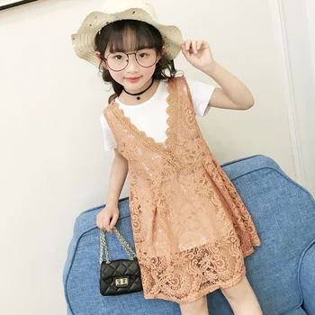 

2018 summer lace girls dresses 4~12 years old teens clothes