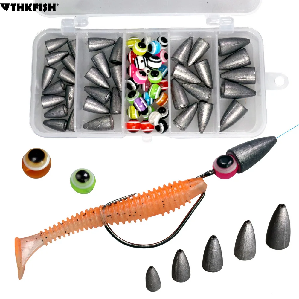 Kit Pesca THKFISH Com Chumbadas, Anzóis E Acessórios - 35 A 389 Peças Para Texas E Carolina Rigs