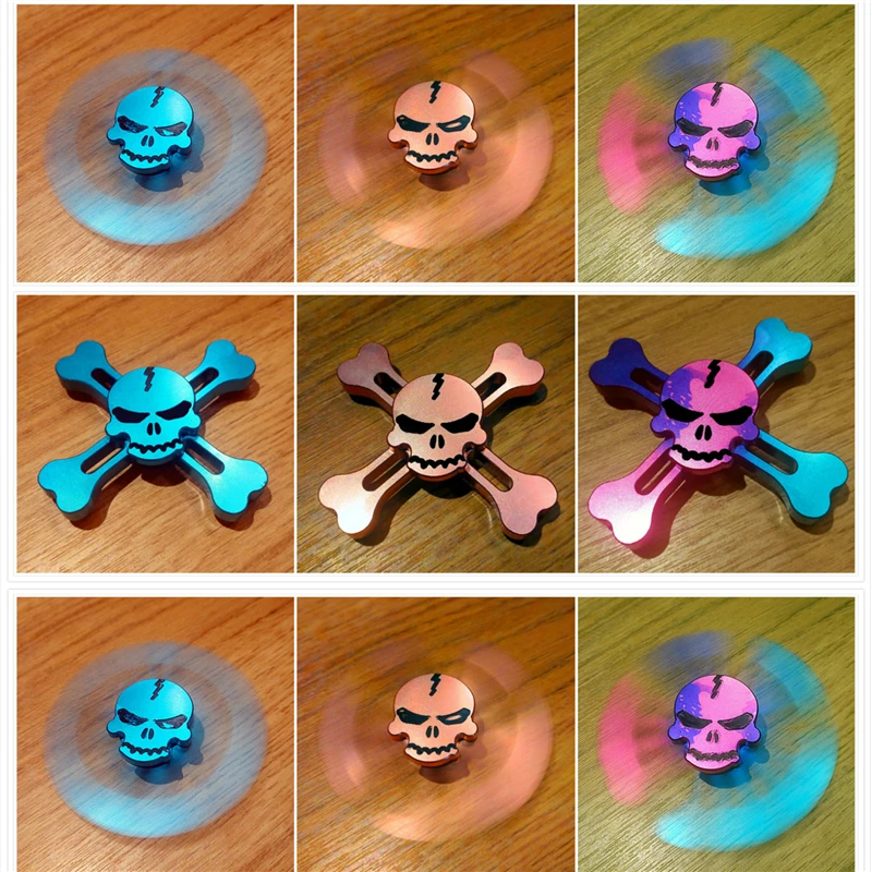 

3 Colors Skull Torqbar Alloy Metal Colorful Fidget Hand Spinner Tri-spinner For Adult To Reduce Pressure Fidget Spinner