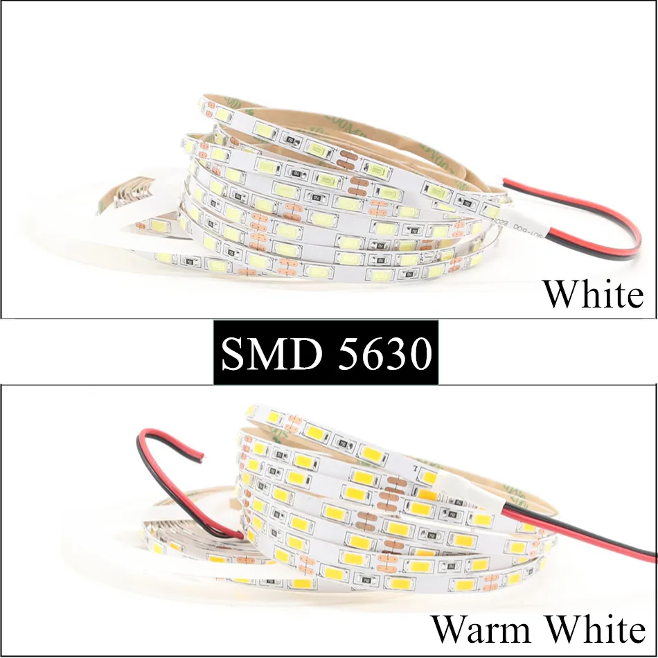 DC 12V Светодиодная лента 5 м 300 светодиодный 600 SMD 2835 3014 5630 не Водонепроницаемый мм