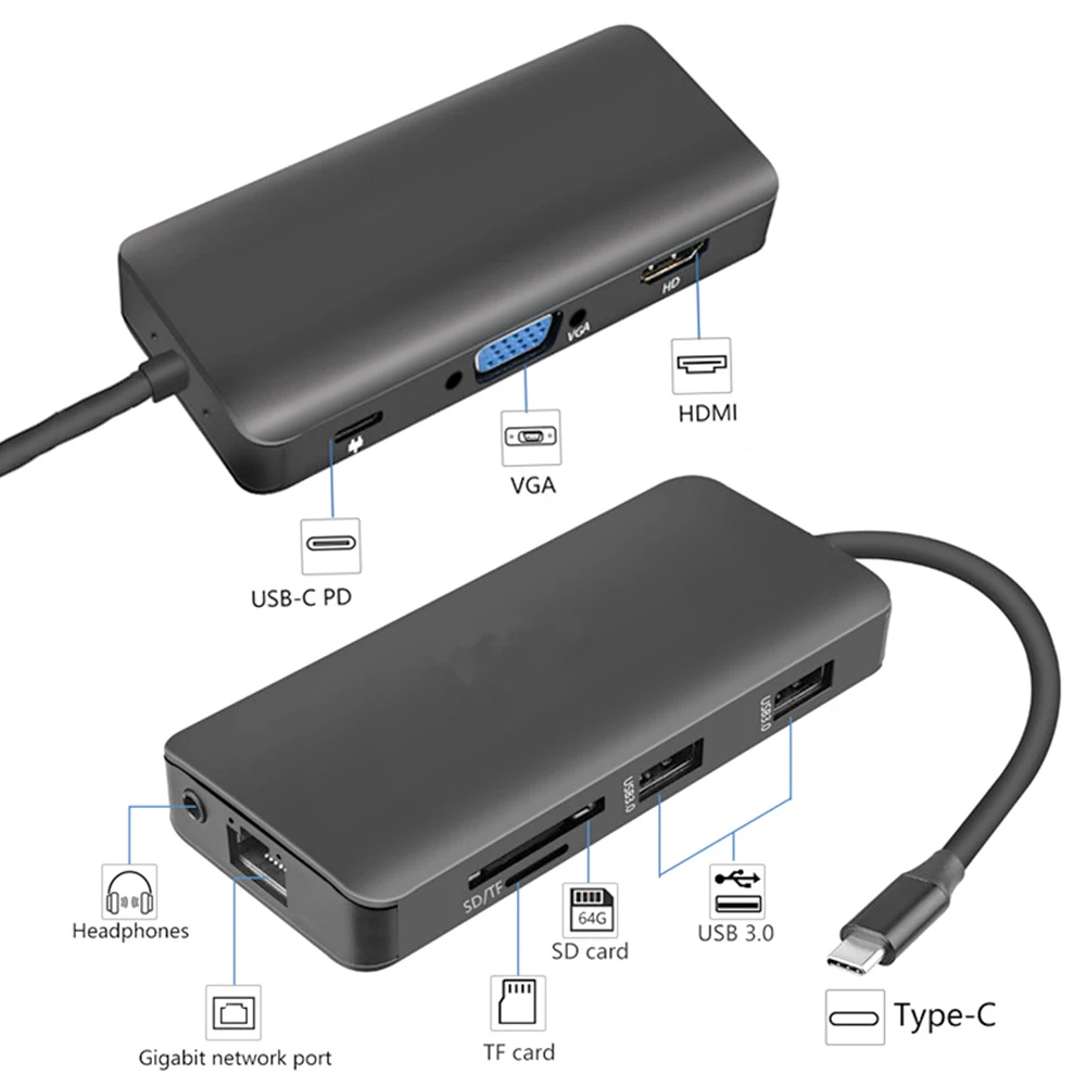 Адаптер 9 в 1 для USB 3 5 SD TF карт 0 мм|USB-хабы| |