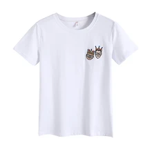 

NAFMI Summer tee shirt women Embroidered t-shirts Loose Short Sleeve Cotton T-shirt harajuku frida kahlo Female T-shirts white