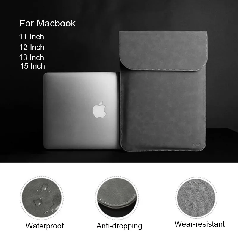 Ультратонкий чехол для ноутбука из искусственной кожи для Macbook Air Pro retina 11, 12, 13, 15 дюймов, чехол для Macbook A1706, A1707, A1708