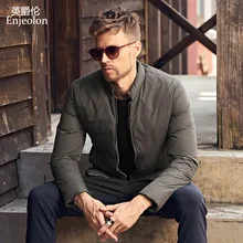 Enjeolon marca espesar invierno abajo chaqueta hombres luz ropa pato blanco abajo calidad superior más tamaño 3XL abajo parka MF0102