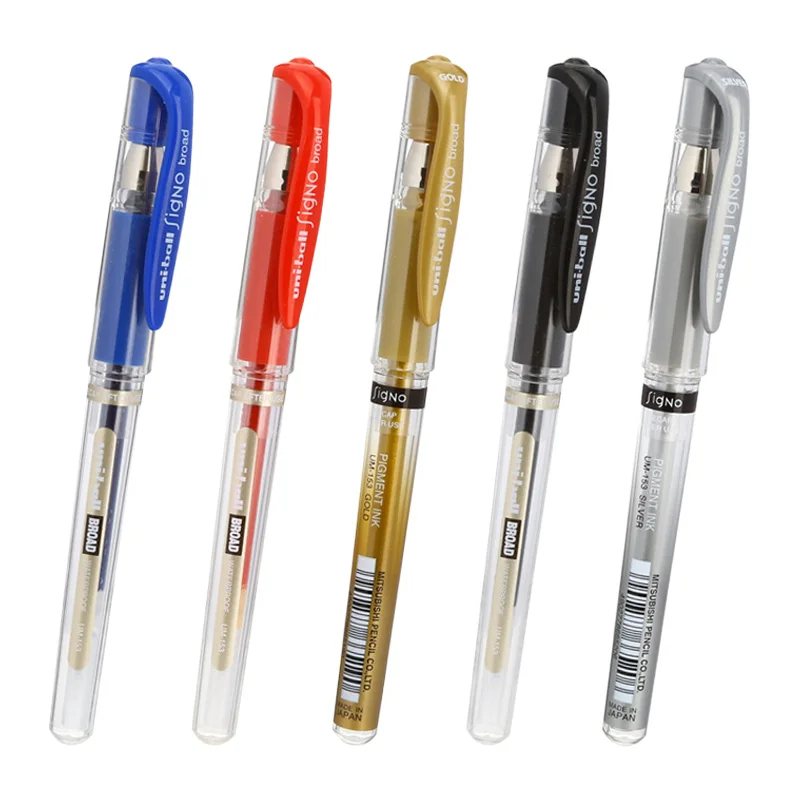 

Japan Mitsubishi UM-153 Highlighter Pen 1.0mm Gold Silver Black Paper Signature Pen 5PCS