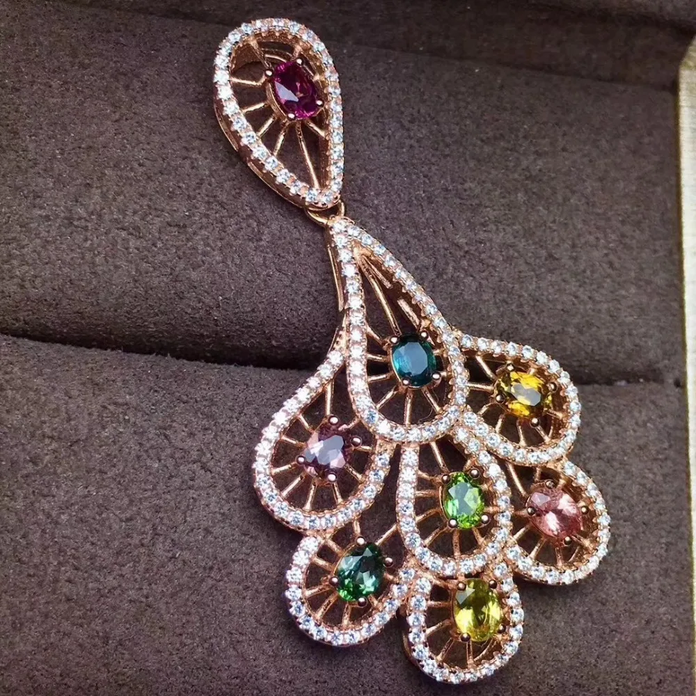  Pendentif tourmaline multicolore naturel pierre précieuse naturelle Phoenix tai collier pendentif v