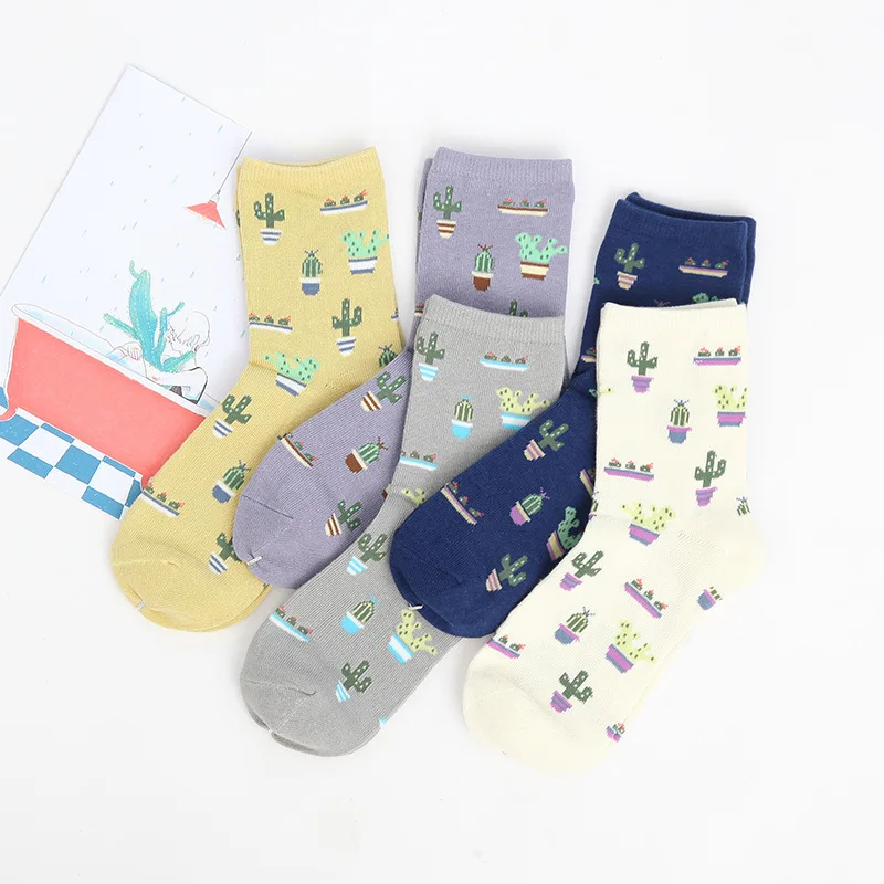 

New Plant Cactus pattern women socks comfortable lovely cute socks cotton Casual Warm socks for girls
