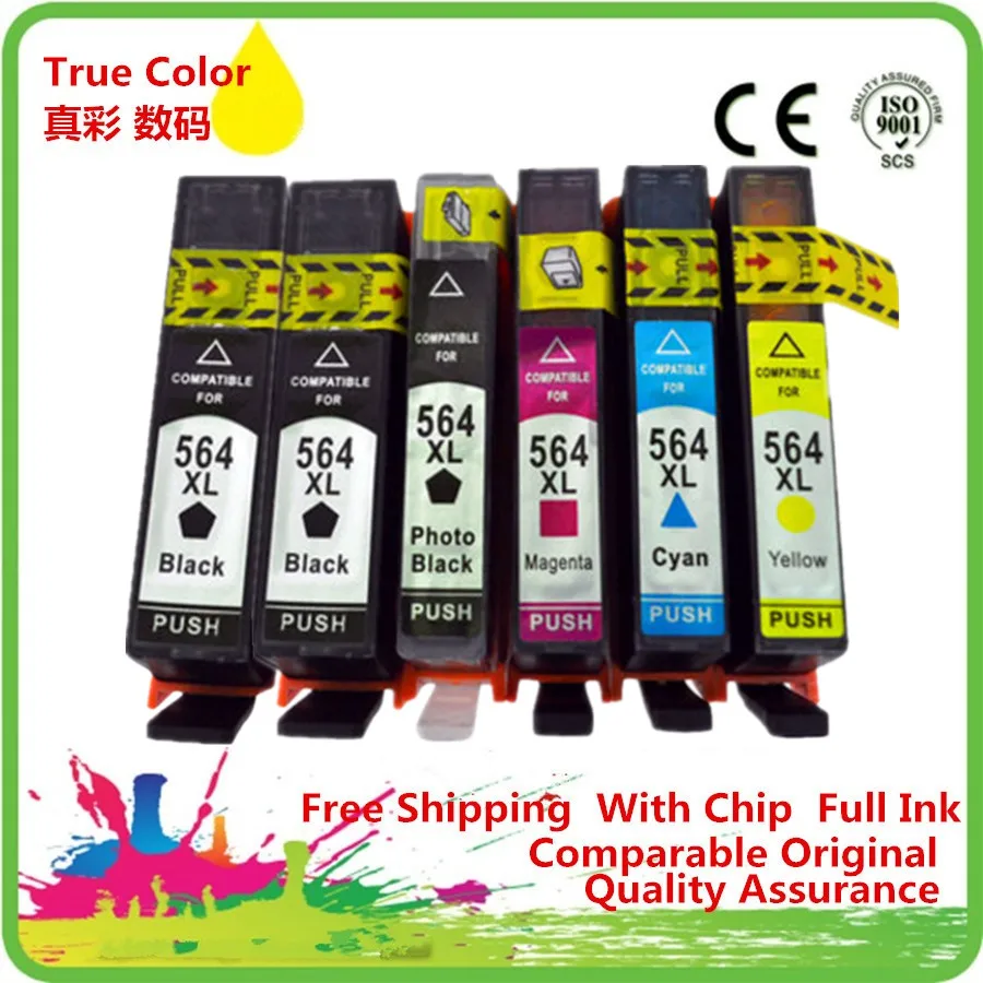 Replacement 1 Set 5 Pk+1Bk 564 XL 564XL Ink Cartridge Replace For HP HP564XL HP564 Photosmart