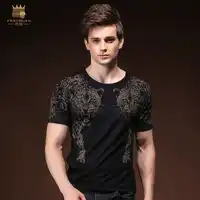 FanZhuan 【送料無料】新男性のファッション 2018 夏チーター綿 94% 動物プリント半袖 Tシャツ 825105