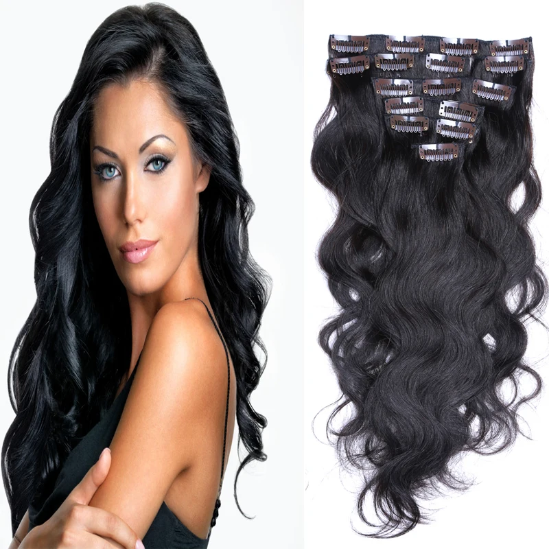 7A 8Pcs Remy Clip In Human Hair Extensions Clip In Body Wave Hair