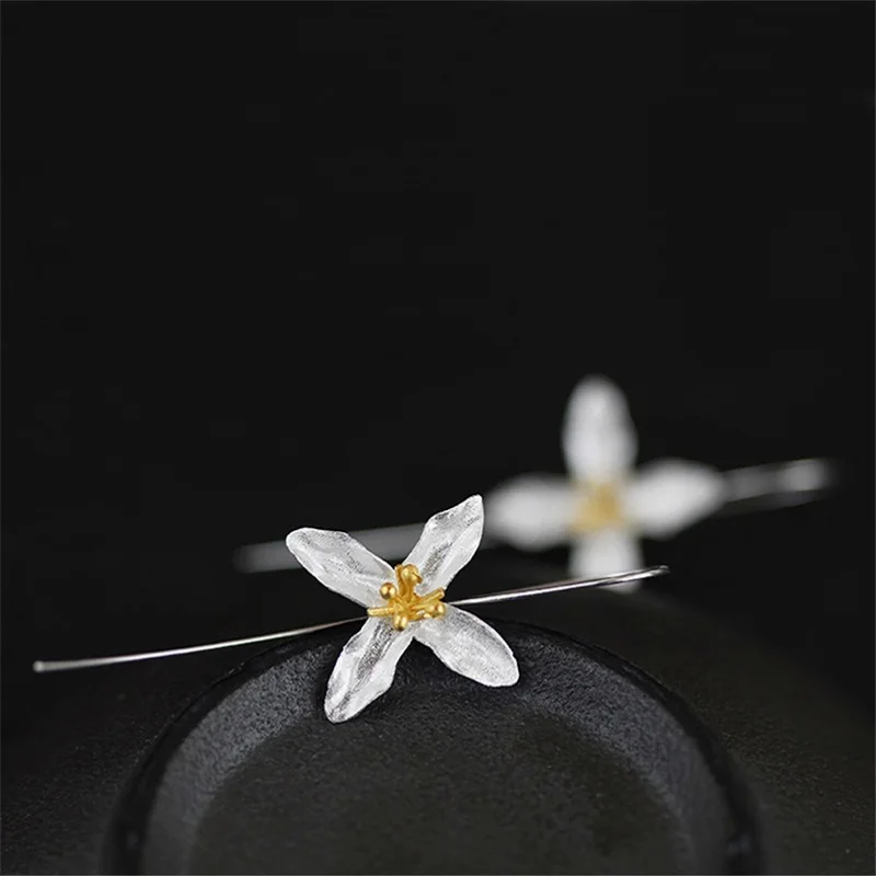 Lotus Fun Real 925 Sterling Silver Natural Handmade Fine Jewelry Vintage Poetic Clover Fashion Drop Earrings for Women Brincos