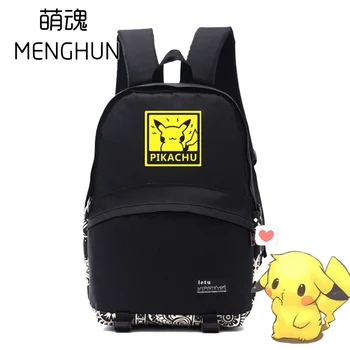 

Kawaii new design Pokemon Pikachu lovely prinitng backpack girls school bag school backpack black nylon pikachu bag NB149