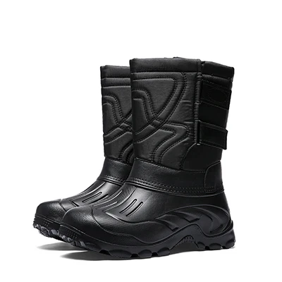 Уличные зимние мужские ботинки для снежной погоды, походов, рыбалки, охоты, теплые, водонепроницаемые, ветрозащитные, анти-износ, морозостойкие, высокие сапоги-трубы - Цвет: black