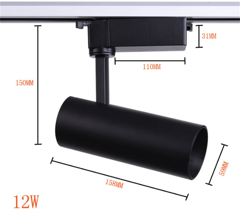 Черный/белый светодиодный COB фонарь с креплением на рельс 10 Вт-30 Вт AC85-265 в регулируемая направляющая трек освещение лампа для магазина одежды