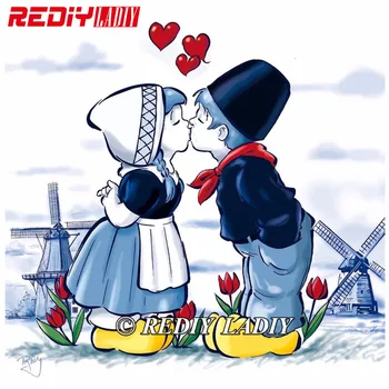 

REDIY LADIY DIY Diamond Painting Holland Windmill Kiss Resin Needlework Home Decor Full Rhinestone Mosaic 5D Diamond Embroidery