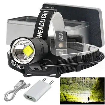 

7000LM headlamp xhp70 high power led head torch rechargeable USB headlight XHP70.2XHP50 zoom lamp18650 hunting waterproof light
