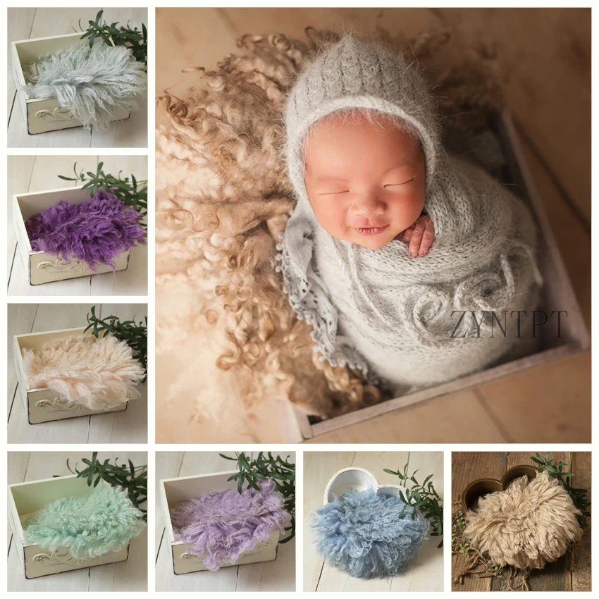 

New Baby Photo Shoot Posing Wool Blanket For Newborn Photography Props Fotografia Basket Filler Flokati Photoshoot Accessories