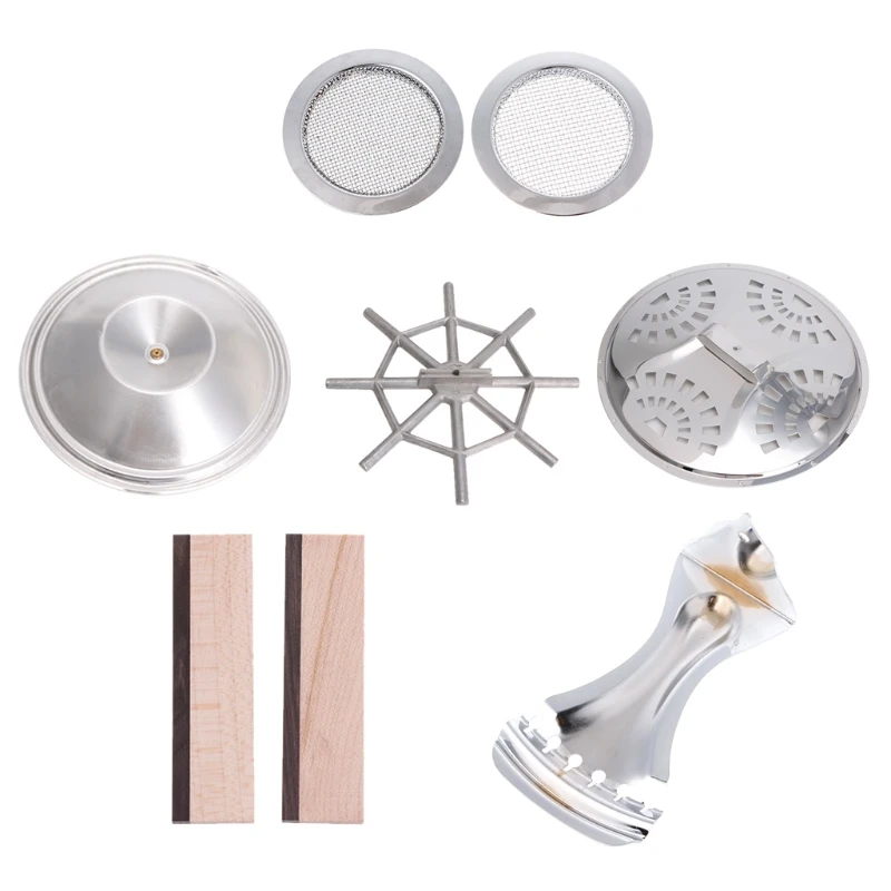 

8Pcs Resonator Cones Soundhole Screens Tailpiece Bridge Saddle for Dobro Guitar