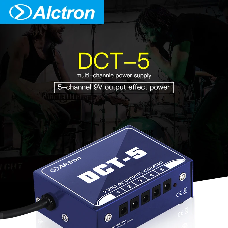 Alctron DCT-5 5-канальный 9 volt DC выходной эффект блок питания мульти-8-канальный, с гальванической развязкой защита питания