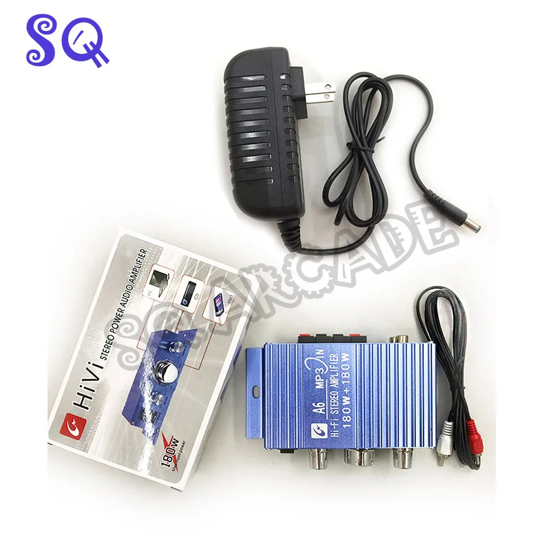 

Free shipping Audio Bass Amplifier with adpater BASS AMP Arcade Machine Parts Game Machine accessories arcade game cabinet