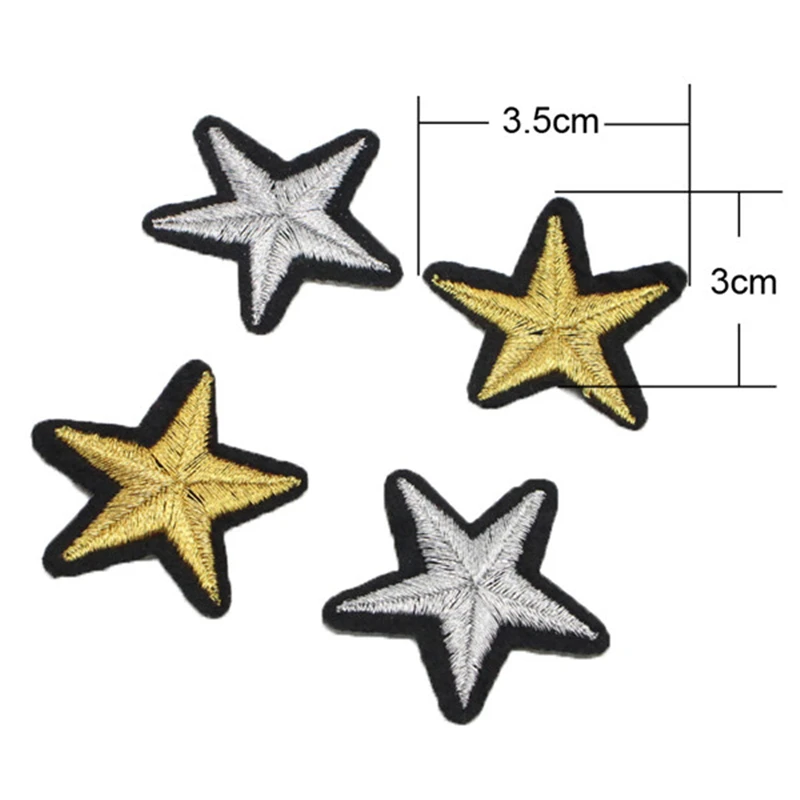 

10pcs/lot 3*3.5cm Star Embroidered Badges Iron On Patches For Clothing Motif Applique Sticker DIY Sewing Accessories L0702
