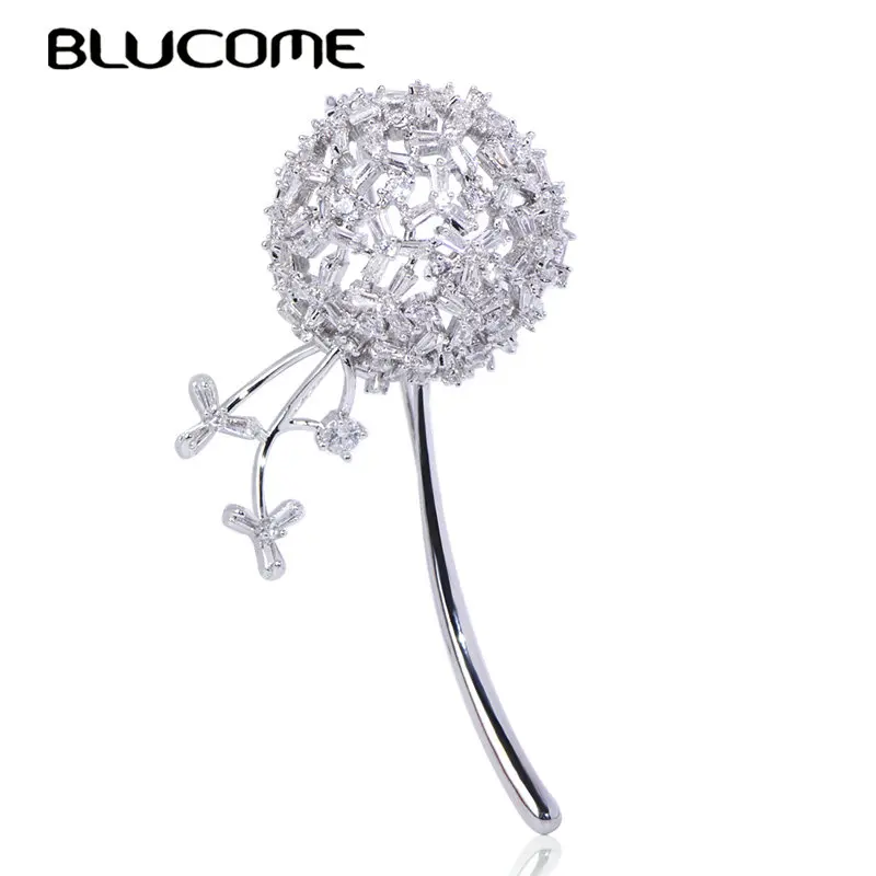 Женская брошь в форме одуванчика Blucome из меди и фианита ювелирное украшение