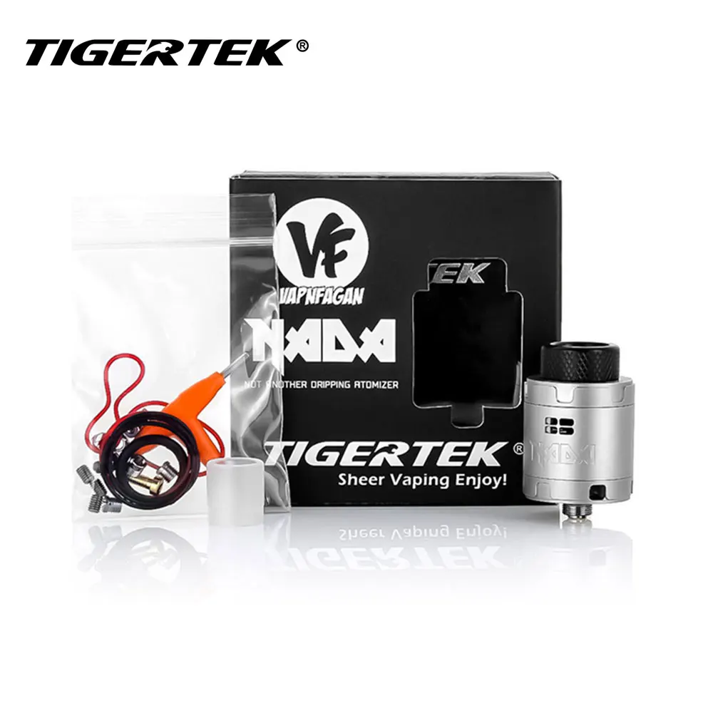 

Original Tigertek NADA RDA 25mm Rebuildable Atomizer W/ 3 Sets Air Plug Screws & 10mm Deep Juice Well NADA RDA Vs Manta RTA