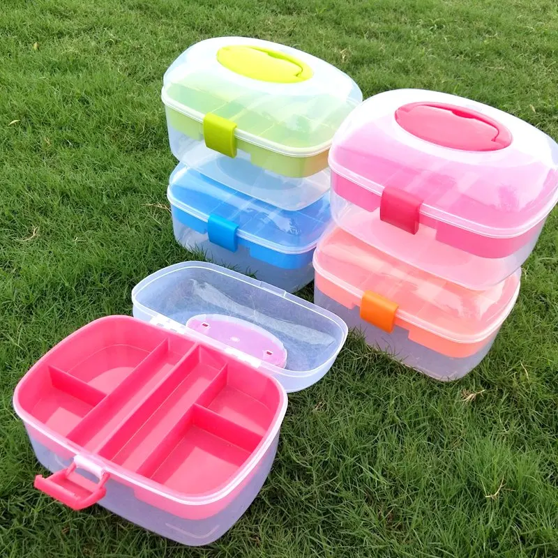 

1PC 4 Colors High Quality Double-layer Plastic Storage Box Organizer For Tools Medicine Cosmetic Snack Convenient
