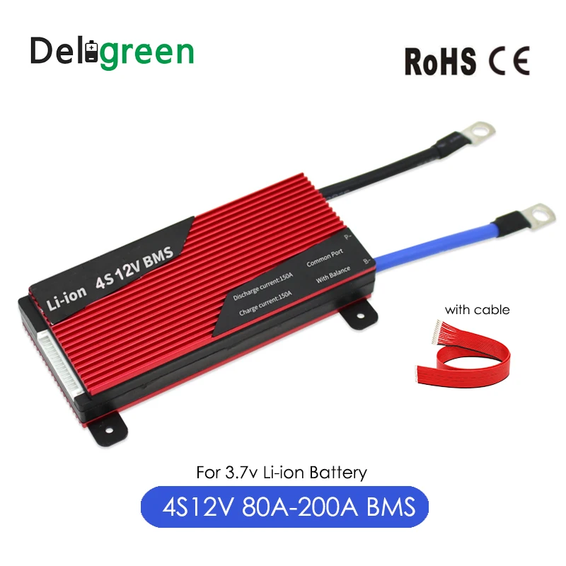 Deligreen 4S BMS 80A 100A 120A 200A 12V BMS с общими отдельный порт для 3,7 в литий-ионный 18650 пакет Номинальное