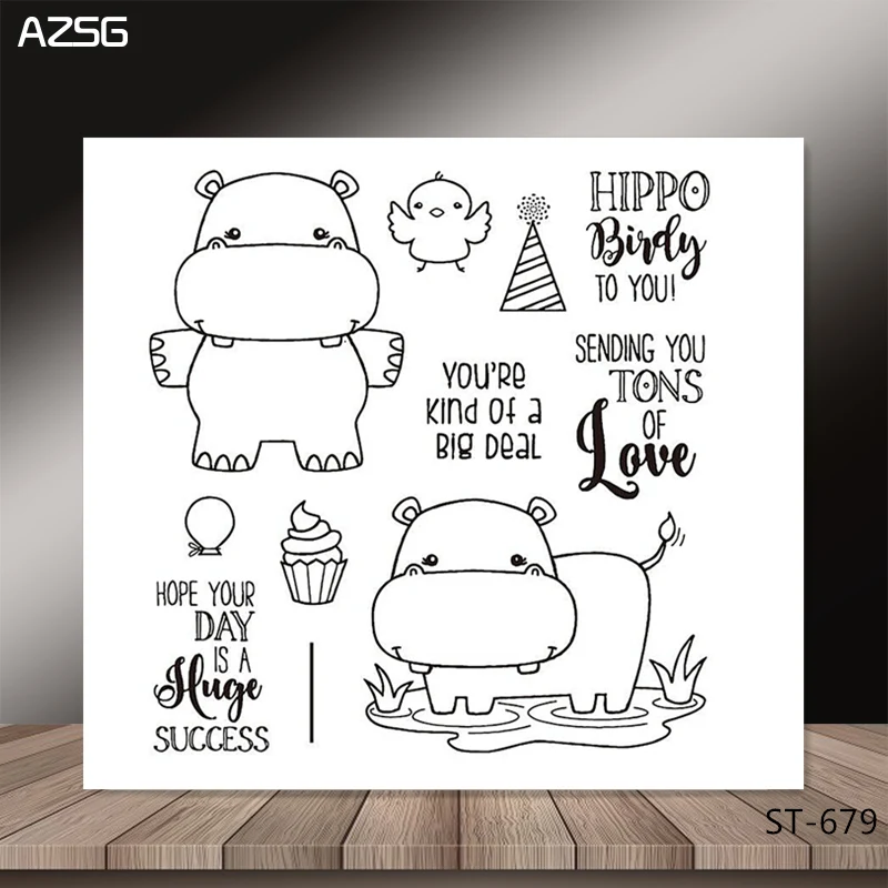 

Happy hippo Transparent Silicone Clear Stamps/seal for DIY Scrapbooking/Card Making/Photo Album Decoration Supplies
