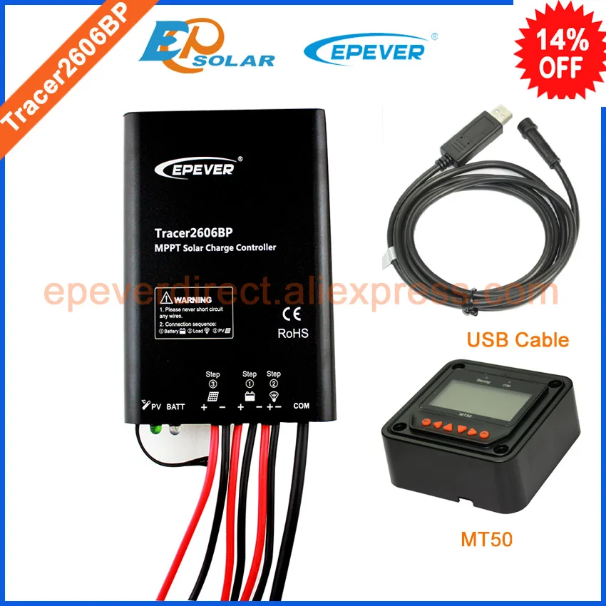 

10A 10amp solar charger controller Tracer2606BP MT50 meter not for lithium battery USB cable connect PC EPsolar