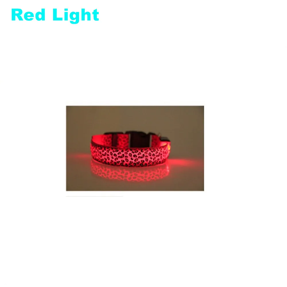 Red Dog Collars Leopard светодиодный ошейник собачий со светоотражателем ошейники регулируемый нейлоновый фосфоресцирующий блестящий ошейник для собак чокер Собака Щенок шейный кольцо - Цвет: Red Dog Collars