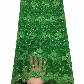 

African Lace Fabric 2018 Green 3d flowers Embroidered Nigerian Laces Fabric Bridal French Tulle Lace Fabric Women Wedding Party