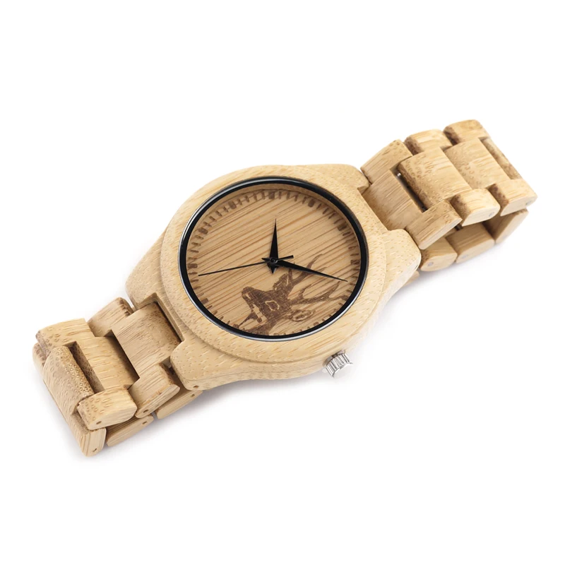 BOBO BIRD D28 Full Bamboo Wooden Watch for Men Deer Designer Brand Quartz Wrist Watches in Gift Box