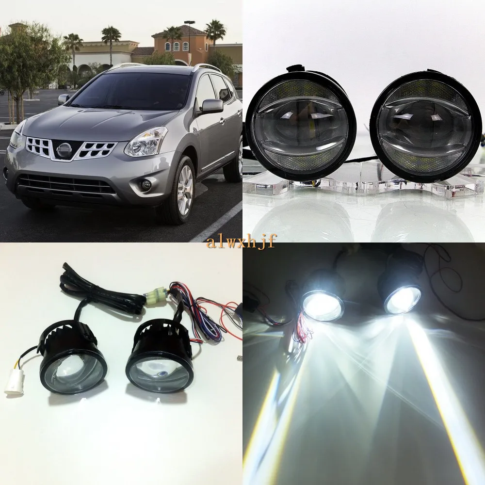 

July King 1600LM 24W 6000K LED Light Guide Q5 Lens Fog Lamp +1000LM 14W Day Running Lights DRL Case for Nissan Rogue 2011-2015