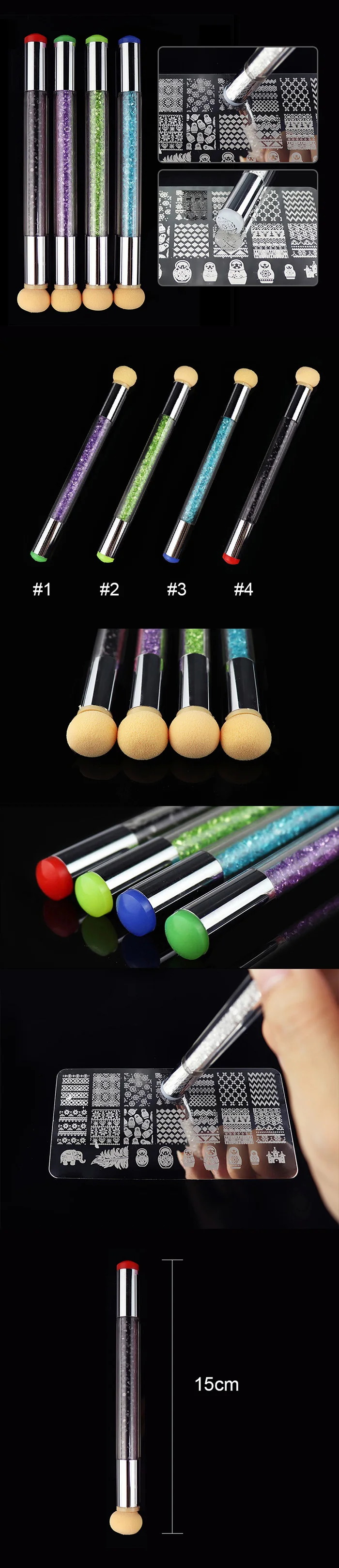 Двухсторонний штамп и цветущий карандаш со спонжем ногтей Стразы Ручка Кисть-инструмент для маникюра УФ гелевая ручка