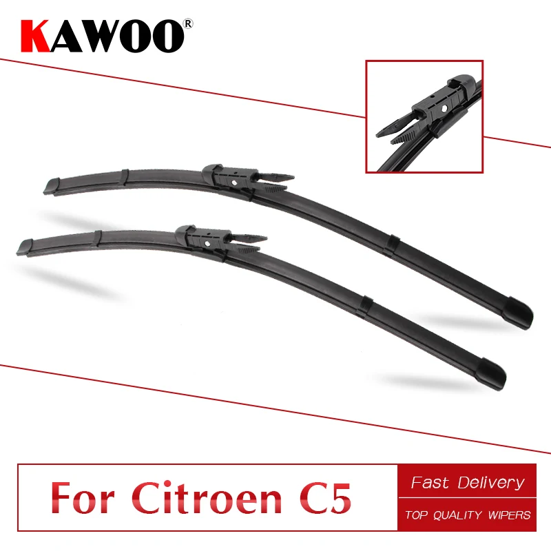 

KAWOO For Citroen C5 Auto Rubber Windcreen Wipers Blades Model Year From 2001 To 2017 Fit Side Pin Arm/Pinch Tab Arm/U Hook Arm
